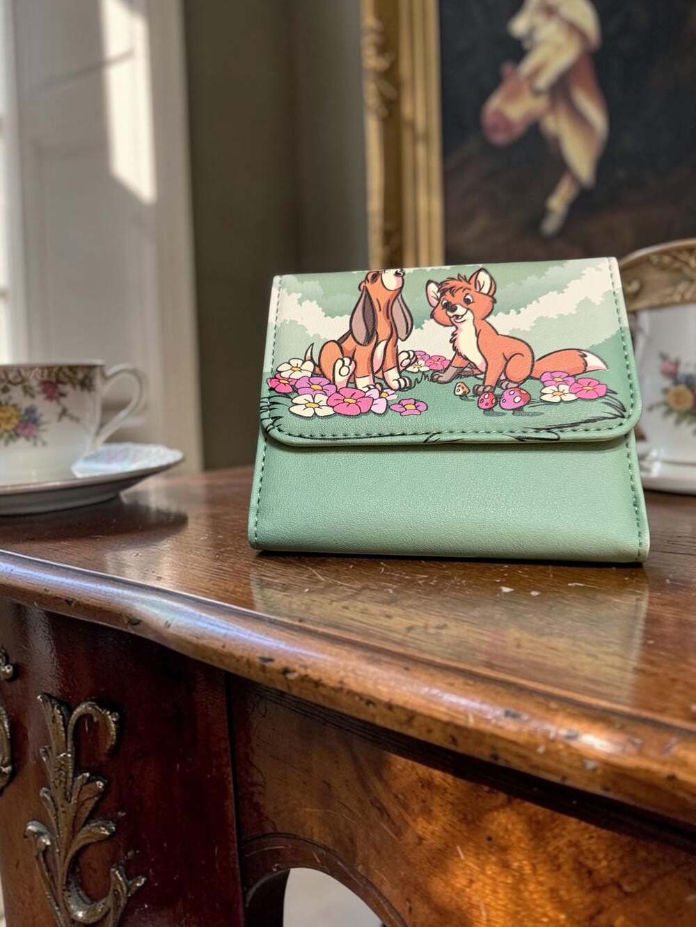 Loungefly Disney The Fox and the Hound Tod and Copper Forest Fun Tri-Fold Wallet